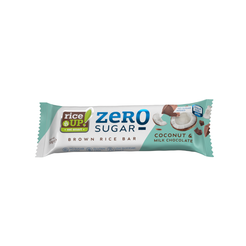 Rice Up Zero rizsszelet kókuszos ízű tejcsokoládéval 18 g gluténmentes hozzáadott cukor nélkül