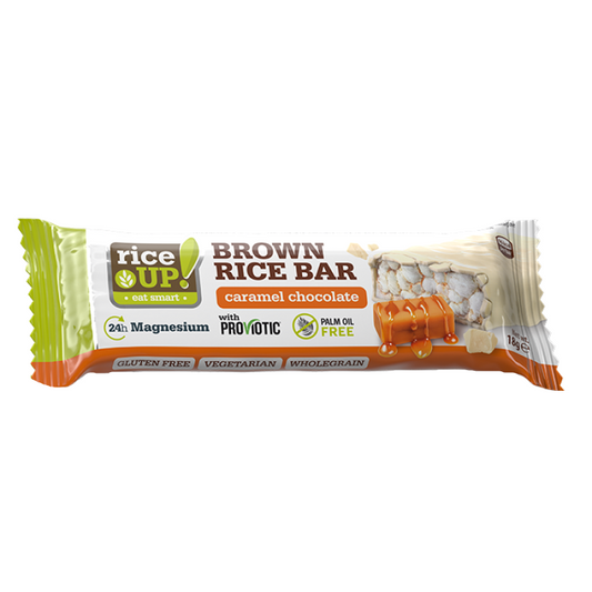 Rice Up puffasztott barnarizs szelet karamellás fehércsokoládéval 18 g